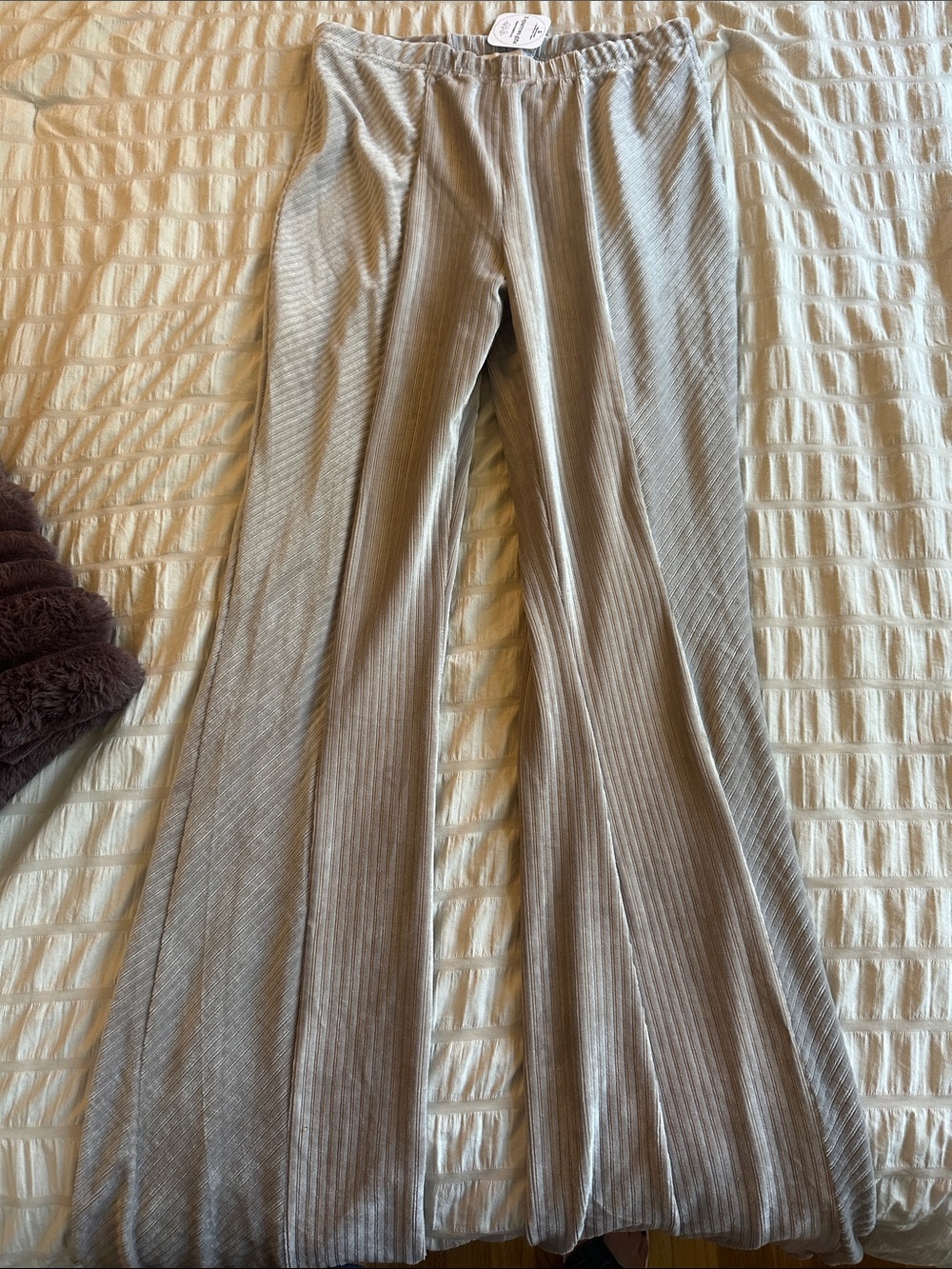 HYFVE Ribbed Flare Pants in Light Taupe